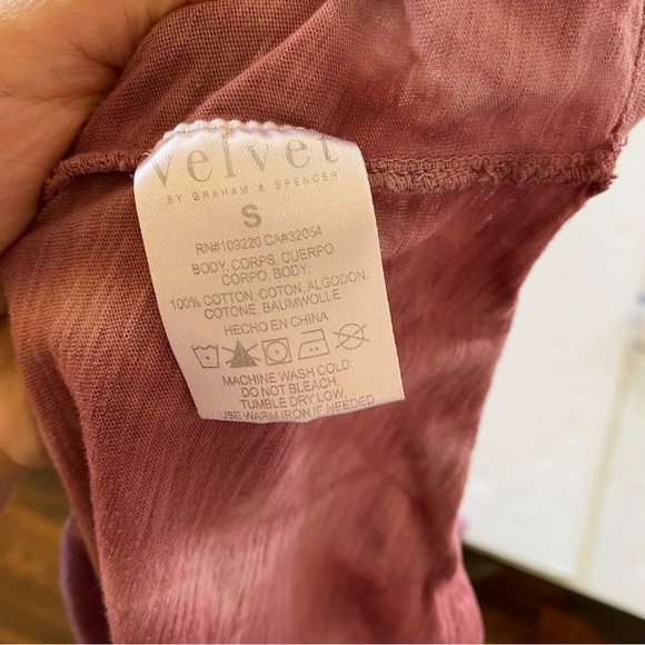 Velvet x Graham & Spencer Tie Dye Top Womens Size Small Balloon Sleeve Red Blue - Picture 5 of 6